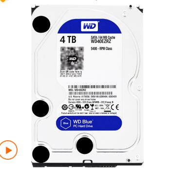 西部数据(WD)蓝盘 4TB SATA 6Gb/s 64MB台式机械硬盘5400转 (WD40EZRZ)